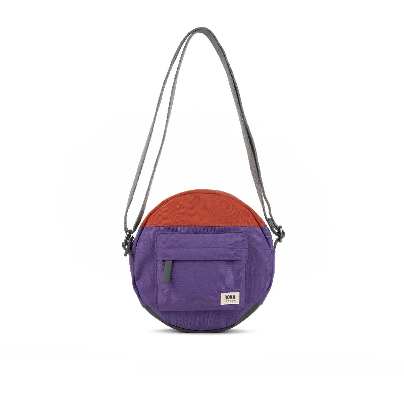 Women's Crossbody Bag with Zippered Pocket on the Back in Red for SecurityCreative Waste Paddington B Imperial Purple/Rooibos Recycled Canvas