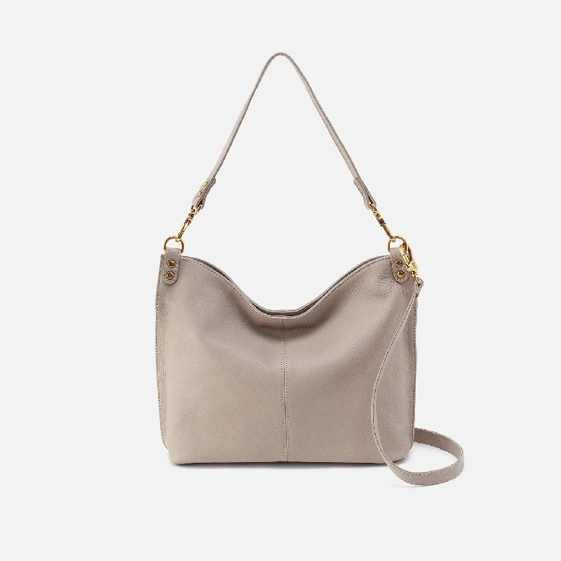 Medium - sized Canvas Crossbody Bag in Beige with Floral Print for Spring OutingsPier Shoulder Bag In Pebbled Leather - Taupe