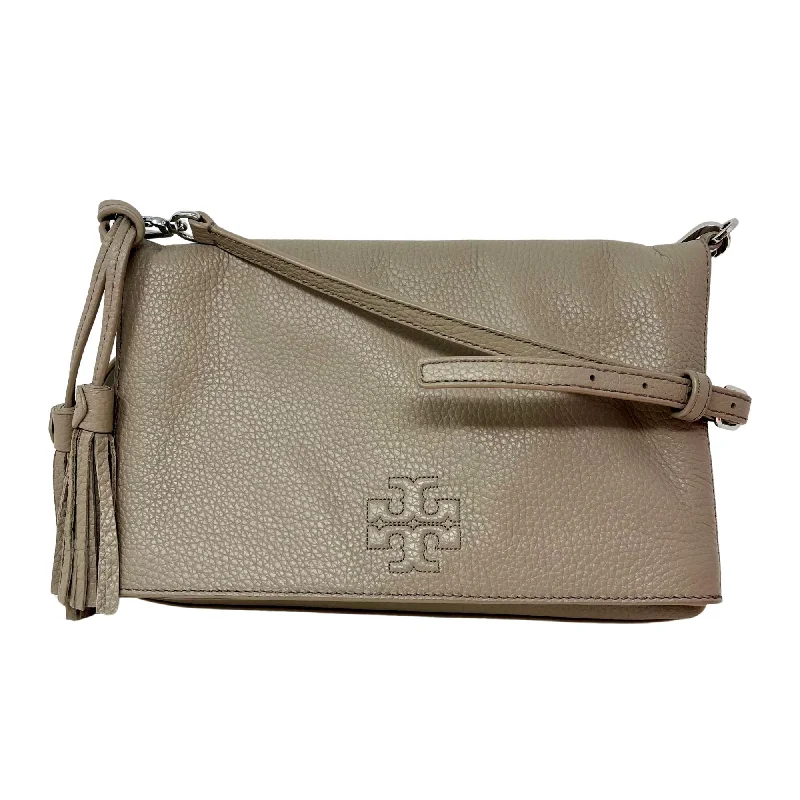 Leather - Trimmed Denim Crossbody Bag in Blue for a Vintage - Inspired LookTory Burch Crossbody