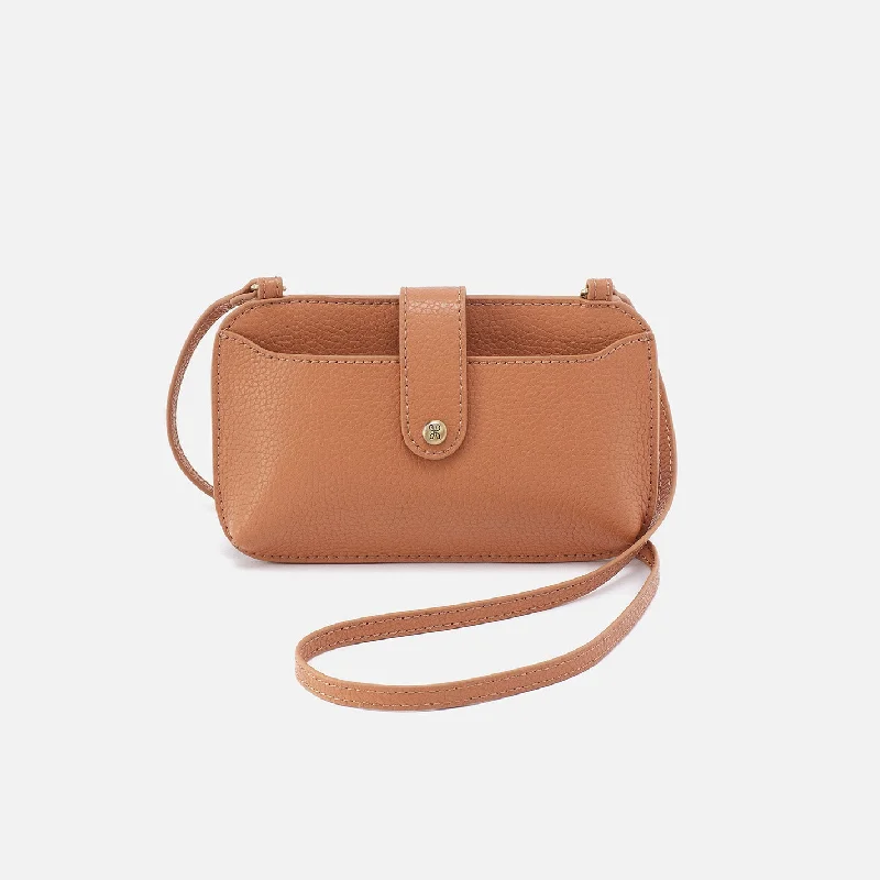 Leather - Trimmed Denim Crossbody Bag in Blue for a Vintage - Inspired LookVida Phone Crossbody In Micro Pebbled Leather - Biscuit