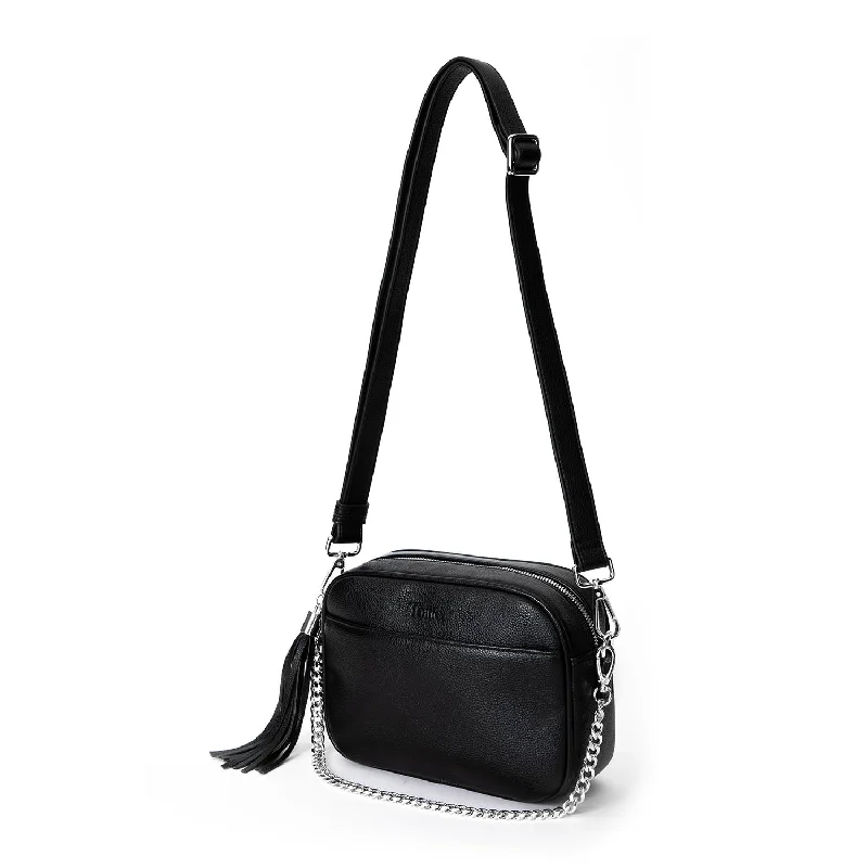 Women's Crossbody Bag with Multiple Compartments in Gray for Organized Daily Use[WS] The Bestie Crossbody Bag V2 in Black / Silver